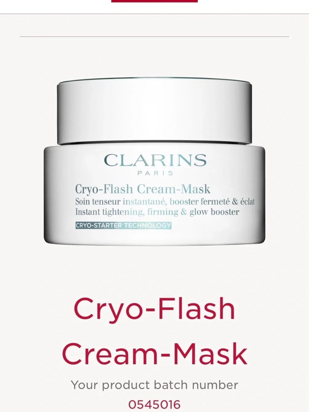 Clarins Cryo-Flash Cream Mask | NIB | Pore Refining & Firming